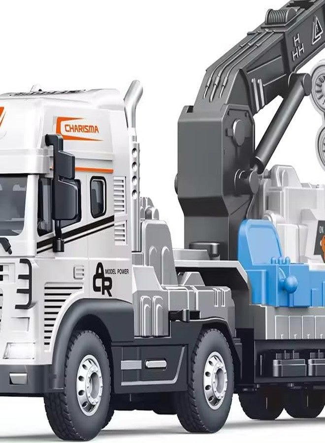 SHIPEASE لعبة مركبة هندسية تعمل بالاحتكاك من SHIPEASE بمقياس 1:43، سلم صعود إلى المطار، لعبة للأطفال الأولاد، مصنوعة من المعدن المصبوب، طائرة، سلم، مقطورة، شاحنة، هدية (متعددة الألوان، عبوة من قطعة واحدة) - Image 4